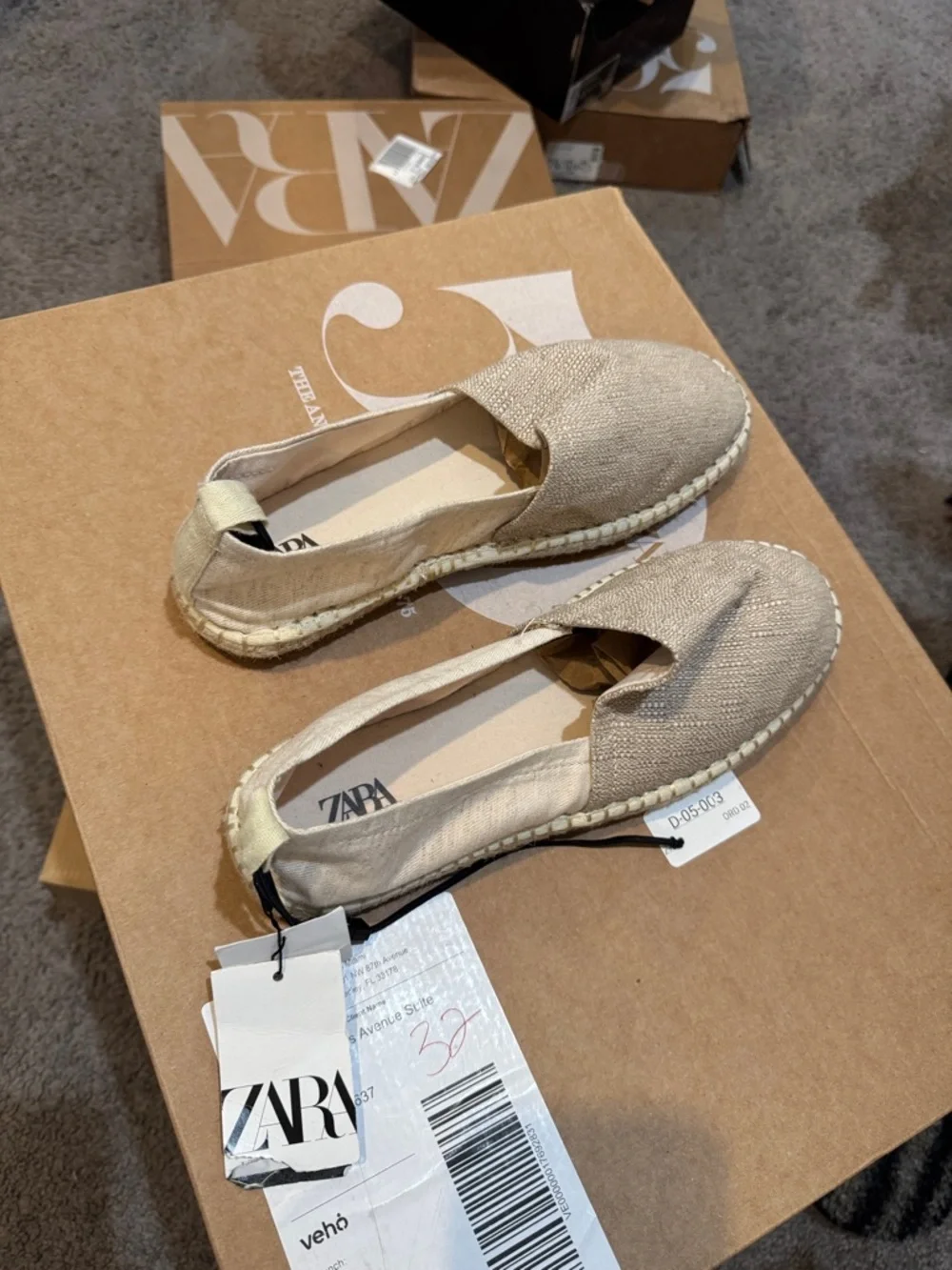 ZARA Natural Beige Espadrille Slip-Ons - Picture 1 of 1
